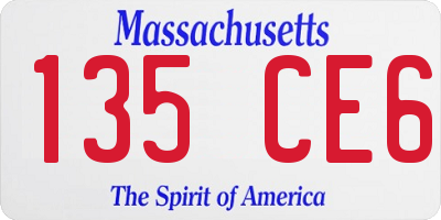 MA license plate 135CE6