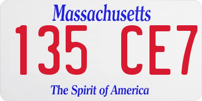 MA license plate 135CE7