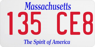 MA license plate 135CE8