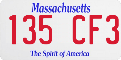 MA license plate 135CF3