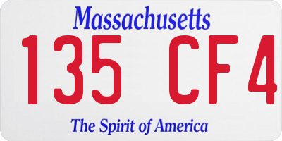 MA license plate 135CF4