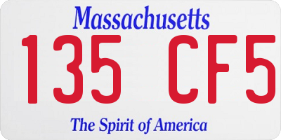 MA license plate 135CF5