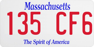 MA license plate 135CF6