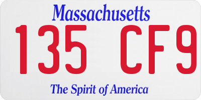 MA license plate 135CF9