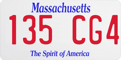 MA license plate 135CG4