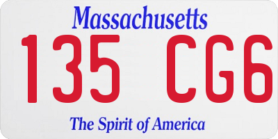MA license plate 135CG6