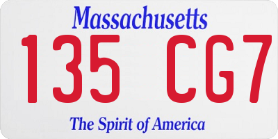 MA license plate 135CG7