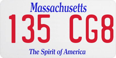 MA license plate 135CG8