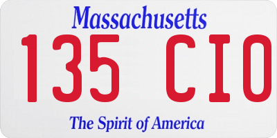 MA license plate 135CI0