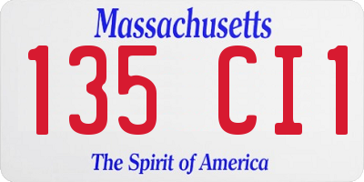 MA license plate 135CI1