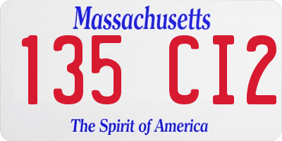 MA license plate 135CI2