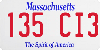 MA license plate 135CI3
