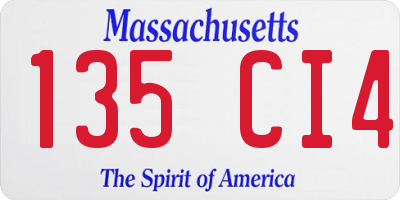 MA license plate 135CI4