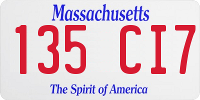 MA license plate 135CI7