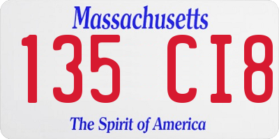 MA license plate 135CI8
