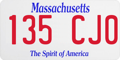 MA license plate 135CJ0