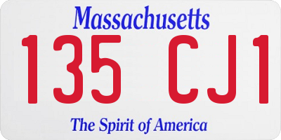 MA license plate 135CJ1