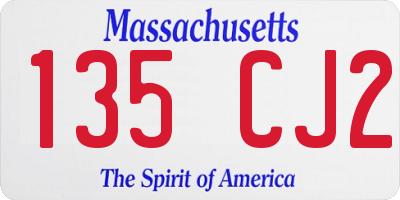 MA license plate 135CJ2
