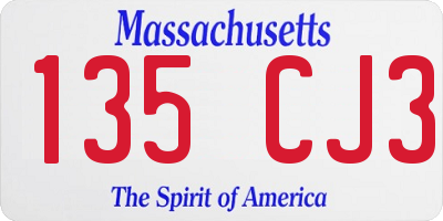 MA license plate 135CJ3