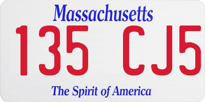 MA license plate 135CJ5
