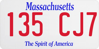 MA license plate 135CJ7