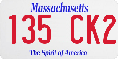 MA license plate 135CK2