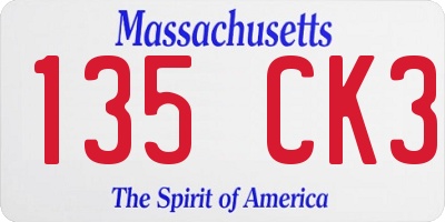 MA license plate 135CK3