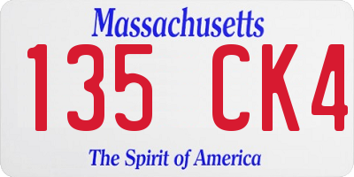 MA license plate 135CK4