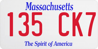 MA license plate 135CK7