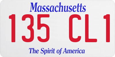MA license plate 135CL1