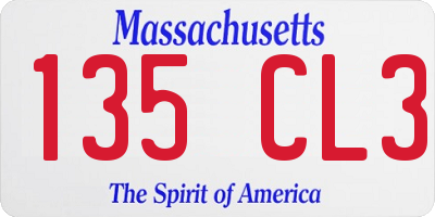 MA license plate 135CL3