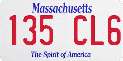 MA license plate 135CL6