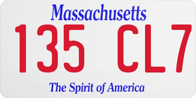 MA license plate 135CL7