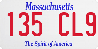 MA license plate 135CL9