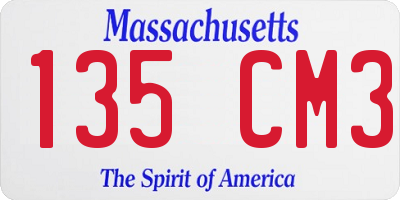 MA license plate 135CM3