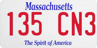 MA license plate 135CN3