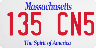 MA license plate 135CN5