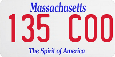 MA license plate 135CO0