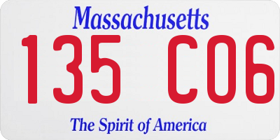 MA license plate 135CO6