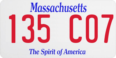 MA license plate 135CO7