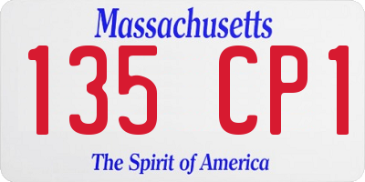 MA license plate 135CP1