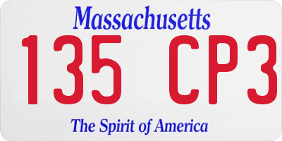 MA license plate 135CP3