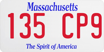 MA license plate 135CP9