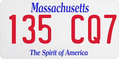 MA license plate 135CQ7