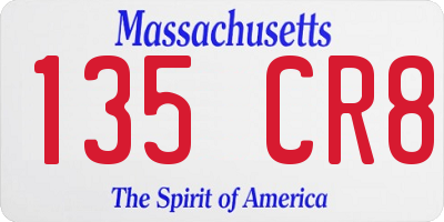 MA license plate 135CR8