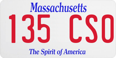 MA license plate 135CS0