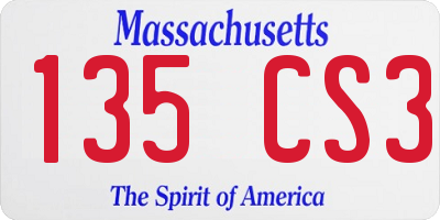 MA license plate 135CS3