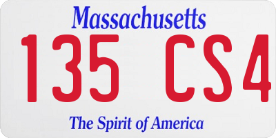 MA license plate 135CS4
