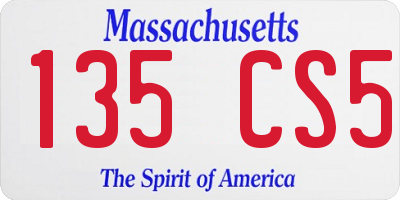 MA license plate 135CS5