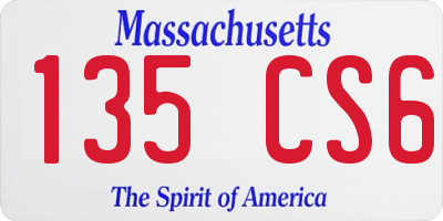 MA license plate 135CS6